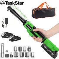 TaskStar 3/8-Zoll-Elektro-Ratschenschlüssel, 21V-Akku-Winkelschlüssel-Werkzeugset mit variabler Drehzahl, 320 U/min, Elektrowerkzeug für die Autoreparatur, maximales Drehmoment 70 Nm, mit 2 x 2,0 Ah