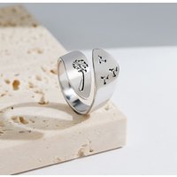 Buyee 925 Sterling Silver Couples Ring Elegant Engraving Pattern Open Ring for Women Men Fashion Party Fine Jewelry Circle