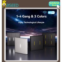 BSEED WIFI Light Switches Smart Mechanical Large Button Switches 1/2/3/4Gang Light Switches Wall Smart Switch TUYA Alexa White