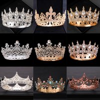 Baroque Round Tiaras And Crowns Headband Rhinestone Prom Diadem Crown Bridal Wedding Hair Accessories Jewelry Crown Tiara Gift