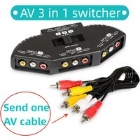 1pc 3-Way Audio Video AV RCA Black Switch Selector Box Splitter Switch W/ RCA Cable For TV X-box DVD Player Devices Switch