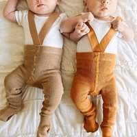 0–3 Jahre Strumpfhosen für Mädchen, Strapsstrumpfhose, lässige Strumpfhosen für Jungen mit Schultergurt, gestrickte Leggings mit hoher Taille, Frühlin