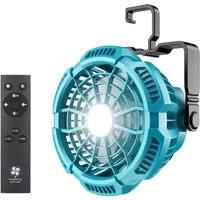 Portable Fan for Makita 18V Lithium-ion Battery Fan with 9W LED Work Light Personal Handheld Operated Fan with Hook for Camping