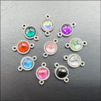 30 New Round Charms Tibetan Silver Tone Acrylic Mixed Connectors 8.5x13mm