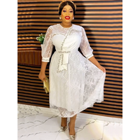 Elegant White Turkey African Party Long Dresses for Women 2025 New Spring Fashion Lace Wedding Gowns Dashiki Ankara Outfits Robe