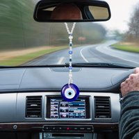 Classic Evil Eye Evil Eye Car Hanging Ornament 29cm / 11.42inches Alloy + Glass Evil Eye Beaded Decor Car Charms Round Blue