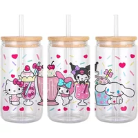 11x24cm Cartoon Sanr Designs UV DTF Transfer Sticker Waterproof Transfers Decals For 16oz Glass Cup Wrap Stickers