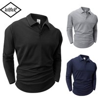 Spring Men's Casual Business Long Sleeve Shirt Solid Color Breathable Lapel T-shirt Men's Outdoor Long Sleeve Polo Shirt Top