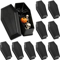 6/12pcs Halloween Small Coffin Box Plastic Treat Candy Gift Box Halloween Party Prank Props Haunted House Decoration DIY Crafts