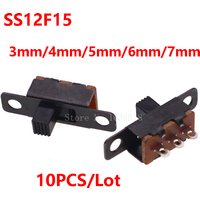 10PCS/Lot 50V 0.5 A SS12F15 Mini Size Black SPDT Slide Switch for DIY Power Electronic Projects G6 1P2T Toggle Switch Handle 6mm