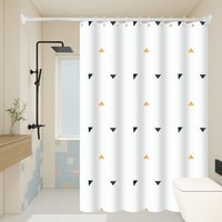 1pc Yellow Triangle Pattern Artwork Geometric Shower Curtain Waterproof PEVA Modern Minimalist Bathroom Decor