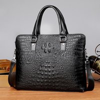 New Crocodile Pattern Soft Leather Men's Handbag Business Briefcase Shoulder Bag File Bag Laptop Bag Diagonal Crossbody Bag