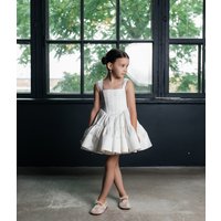 Lovely Satin Gala Dress for Kids Short Simple Birthday Party Ball Gowns Ruffles Communion for Girls Lace-up Flower Girl Dress