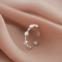 925 Sterling Silver Opal Ring Female Index Finger Opening Adjustable Tail Fashion Simple High-End Jewelry Gift
