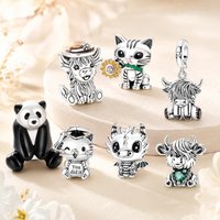 Charms 925 Sterling Silver Cute Little Animals Series Pendants Fit Original Bracelet Women's DIY Birthday Surprise Jewelry Gift