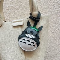 Handmade Sheepskin Chinchilla Real Leather Bag Charm KeyChain Kawaii Animal Bags Backpack Charms Couple Jewelry Bag Accessories