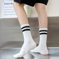 Men's Socks Striped Double Stripe Solid Color Cotton Socks Breathable Comfortable Sport Casual Fashion Mid Calf Socks Daily Wear