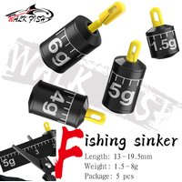 WALK FISH 5Pcs Detachable New Running Lead Weight Anti-water Fishing Lead Sinker Fishing Ruler Lead Quick Replace Fishing Tackle