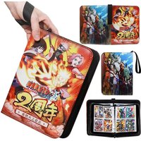 400pcs Naruto Card Album Book Folder 4Card Slots Collections Zipper Double Pocket Zipper Card Binder Holder