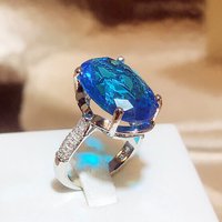 New Luxury Oval Blue Sapphire Bride Wedding Ring 925 Sterling Silver for Women Lady Anniversary Gift Drop Shipping Jewelry