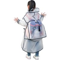 Fashion Children Transparent Eva Plastic Girls Boys Raincoat Travel Waterproof Rainwear Kids Can Hold Backpack Rain Coat
