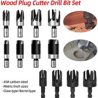 Wood Plug Cutter Drill Bit Set Hex Shank Barrel/Claw Type Wooden Plug Drill Straight and Tapered Hole Cutter Woodworking Tool