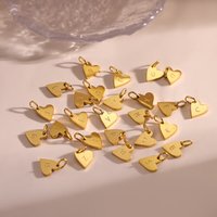 CARLIDANA Gold Plated Stainless Steel 26 English Alphabet Initials Pendant Heart Charm Letter Jewelry Custom DIY Necklace Letter