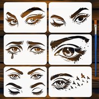 6Pcs 6 Styles PET Hollow Out Drawing Painting Stencils for DIY Scrapbook Photo Album Eye 297x210mm 1pc/style