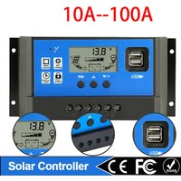 PWM Solar Charge Controller 30A 40A 50A 60A 100A Dual USB LCD Display 12V 24V Solar Cell Panel Charger Regulator with Load