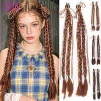 WTB 2pcs Ribbon Bow Braid Synthetic Wig with Small Clip Style Braid, Suitable for Women and Girls to Wear Everyday and Holidays