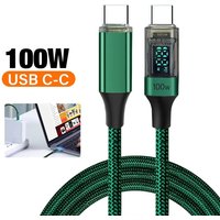 PD 100W USB C Super Fast Charging Cable Type C To Type C Cord For Xiaomi Samsung iPhone Huawei Digital Display Quick Charge Wire