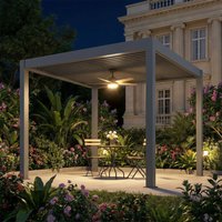 Outdoor Luxury Aluminum Alloy Garden Pavilion with LED Lights Sturdy Rectangular Pergola Hurricane Prevention Fashion Gazebo