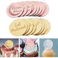 5/10pcs Eid Mubarak Acrylic Cupcake Topper Gold Ramadan Kareem Cake Topper Islamic Muslim Festival Party Cake DIY Decorations