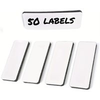 50 Pieces (3.2 x 1.2") - White Magnetic Labels - Reusable Strips for Home Office Garage Refrigerator Blank Writable