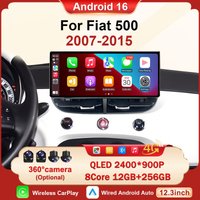 Wireless Carplay Android 16 Car Radio Video Player HD Screen For Fiat 500 2007-2015 DSP Multimedia Stereo GPS Navi Split Screen