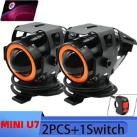 Mini U7 LED Motorcycle Headlight Bulbs Moto Headlamp Universal 1200LM Spotlights Fog Head Light with ON/OFF Switch