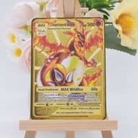 100000 Points HP Pokemon Metal Card Charizard Golden Metal Super Cards English Card Mewtwo Vmax Mega Anime Game Collection Gifts