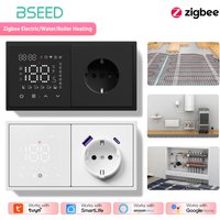 Termostat Zigbee BSEED Inteligentny do ogrzewania elektrycznego podłogowego, bojleru z gniazdem, kompatybilny z Alexa i Google, regulator temperatury, plastikowa ramka