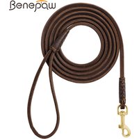 Benepaw Sturdy Genuine Leather Dog Leash Lightweight Comfortable Handle Soft Slim Pet Lead For Puppies Cats Less Than 10kg/22lbs