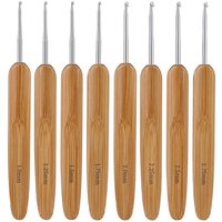 8Pcs Bamboo Crochet Hooks Kit Sizes 1.0-2.75mm for Handcrafted Knitting Needles, Ergonomic Handle for Arthritic Hands