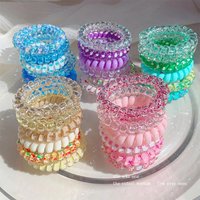 6/12PCS Gradient Color Phone Line Headband for Girls High Elasticity Headband Tied Bun Hair Loop Rubber Band Headband Hair Tie