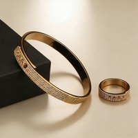 Women's Zirconia Bracelet Ring Set Elegant Luxury Party Evening Dinner Jewelry personalized versatile jewelry opening