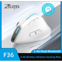 ZELOTES F36 Vertical Mouse 2.4G Bluetooth Ergonomic 4000DPI 8 Mute Buttons Programming Gaming Mouse for Laptops Computer PC Mice