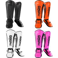 One Pair High-Quality PU Leather Boxing Shin Guards Ankle Protector MMA Muay Thai Training Leg Warmers Light Kicking Shin Pads