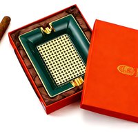 Lubinski Cigar Ashtray Home Living Room Ceramic Ashtray Creative Large Luxury Tobacco Ash Tray 2 Tubes Cigar Accessories Square
