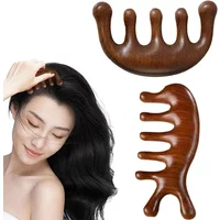 Massage Comb Head Massager Sandalwood Five Tooth Comb Whale Comb Scalp Scraping Massager Body Massage Tool