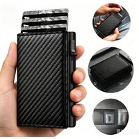 Anti Theft Credit Card Holder Men Wallet Black Carbon Fiber Pattern Leather Bank Cardholder Case Minimalist Wallet for Men Women