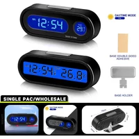 Car Clock Time Watch Mini Electronic Auto Clocks Luminous Interior Thermometer LCD Backlight Digital Display Car Accessories