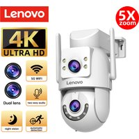 Lenovo Outdoor Security Camera 4K HD IP Camera with Dual Lens PTZ Color Night Vision CCTV Video Surveillance Protection