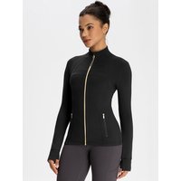 Yoga suit gold zipper version women's yoga jacket, sports stand up collar jacket, fitness slim fit and slimming top